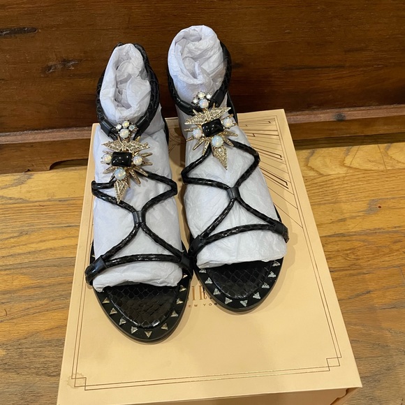 Brand New Ivy Kirtzhner Black SeaSnake Sandals Size 9 - Picture 4 of 7